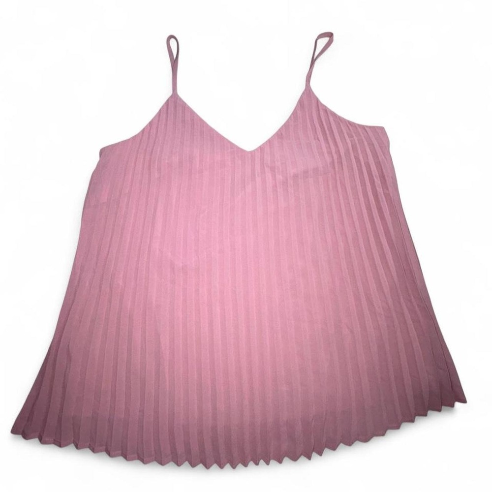 A New Day Pink Pleated Tank Top, Size S